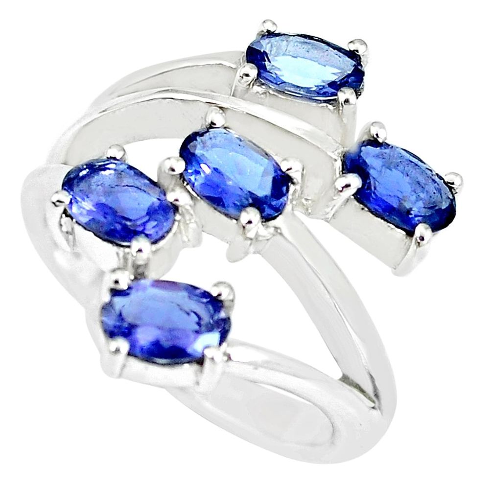 925 sterling silver 5.32cts natural blue iolite ring jewelry size 7.5 m94179