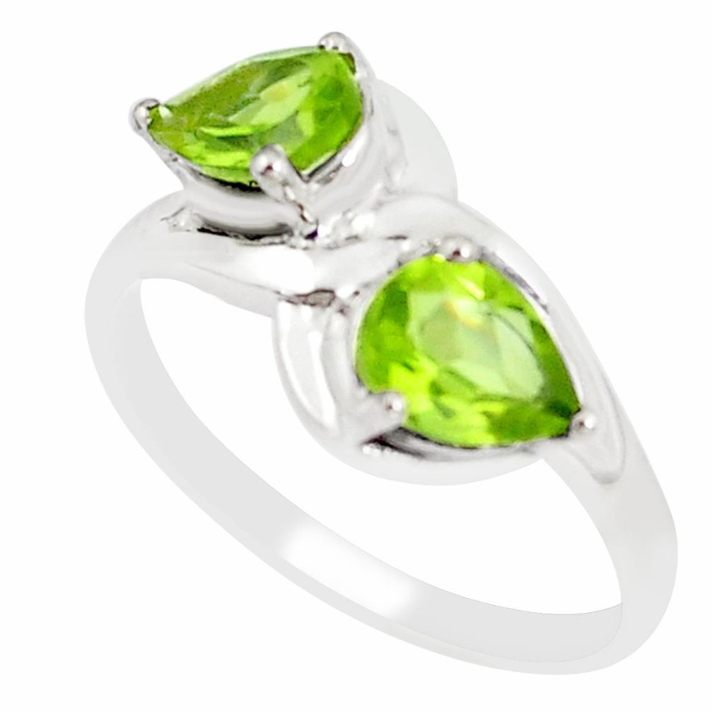 3.73cts natural green peridot 925 sterling silver ring jewelry size 7 m94183