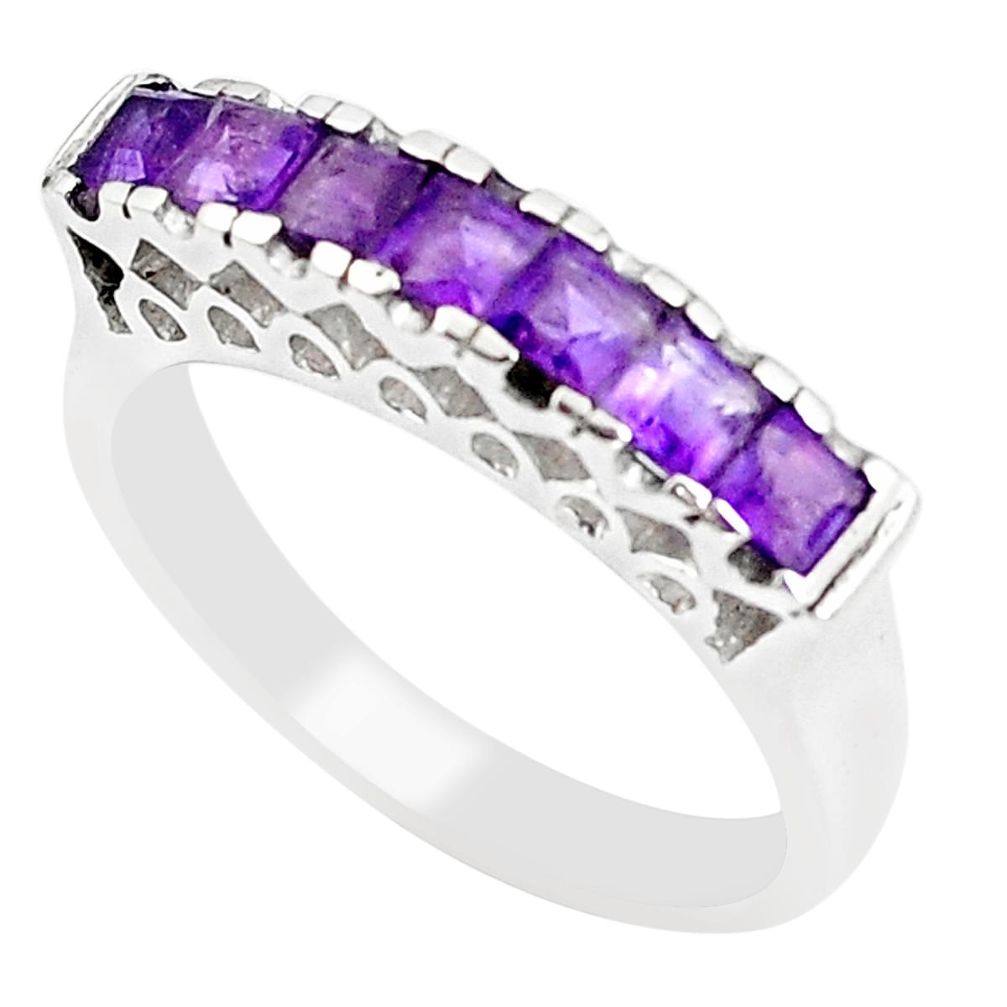 2.58cts natural purple amethyst square 925 sterling silver ring size 6.5 m94220