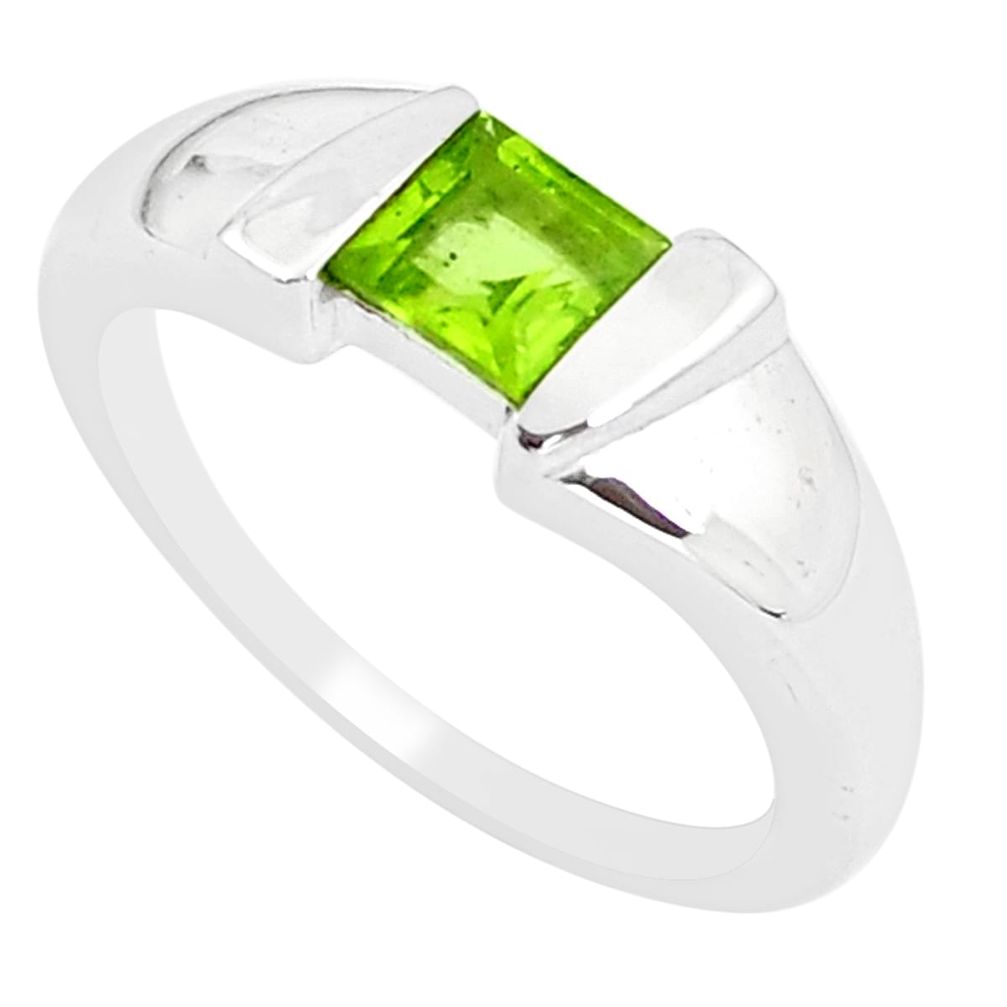 0.95cts natural green peridot 925 sterling silver solitaire ring size 8 m94265