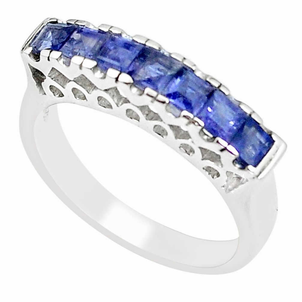 925 sterling silver 2.44cts natural blue iolite square ring size 6.5 m94304