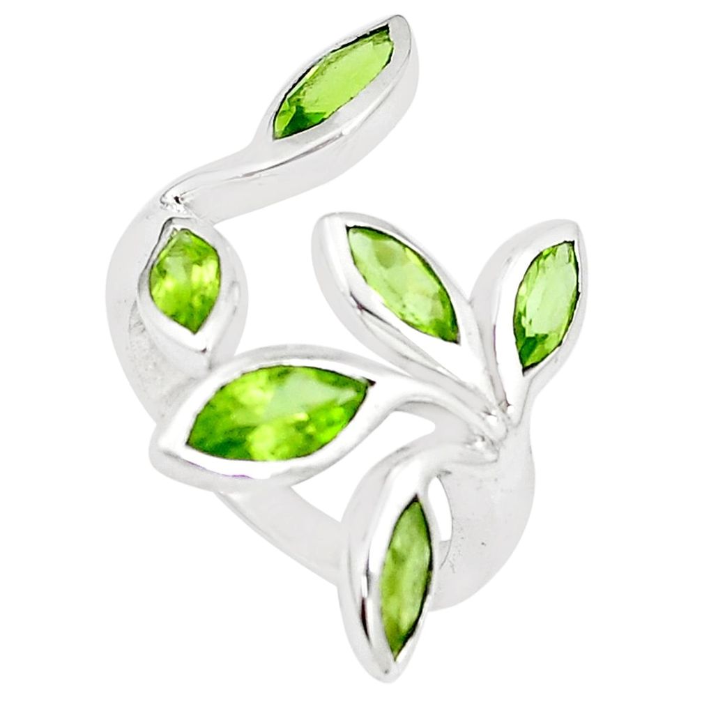 5.31cts natural green peridot 925 sterling silver adjustable ring size 6 m94317