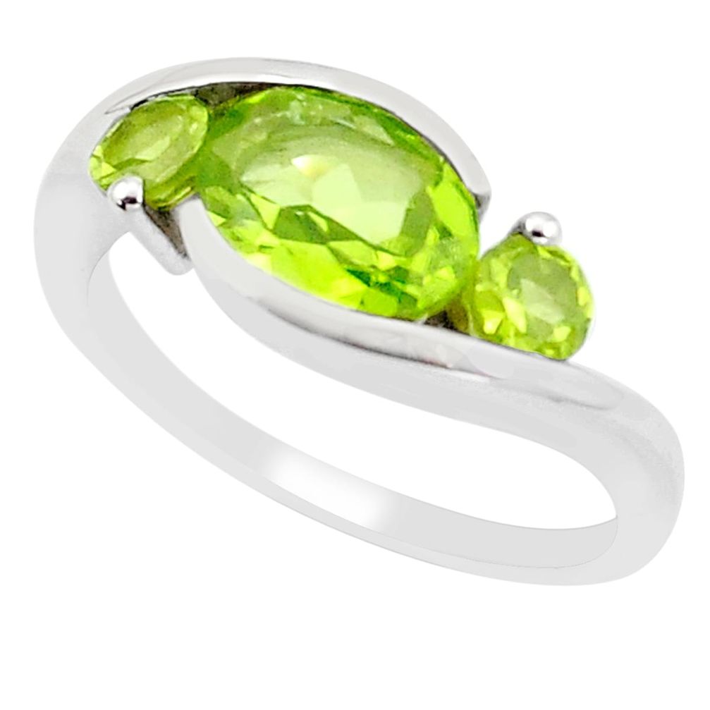 3.93cts natural green peridot 925 sterling silver ring jewelry size 5.5 m94328