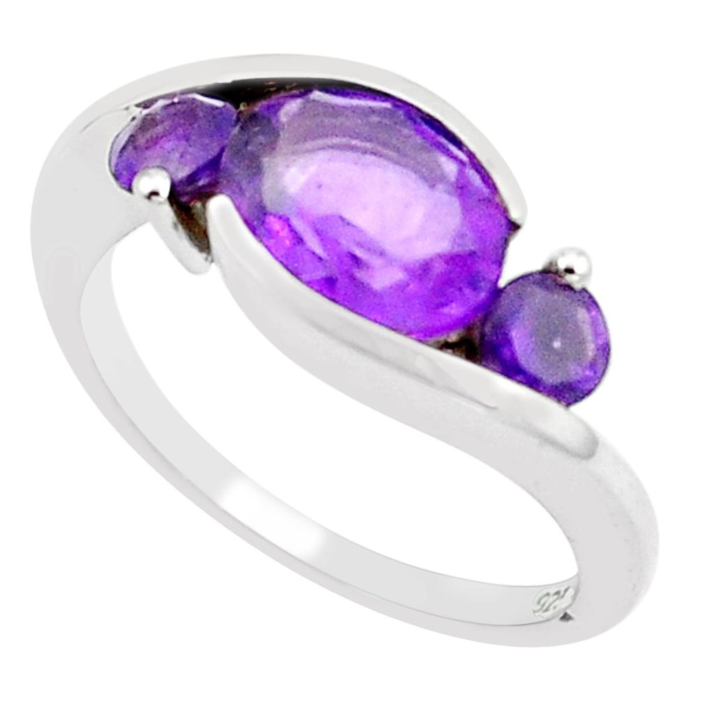 4.23cts natural purple amethyst 925 sterling silver ring jewelry size 6.5 m94338