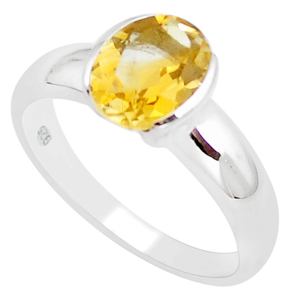 3.13cts natural yellow citrine 925 silver solitaire ring jewelry size 7.5 m94353