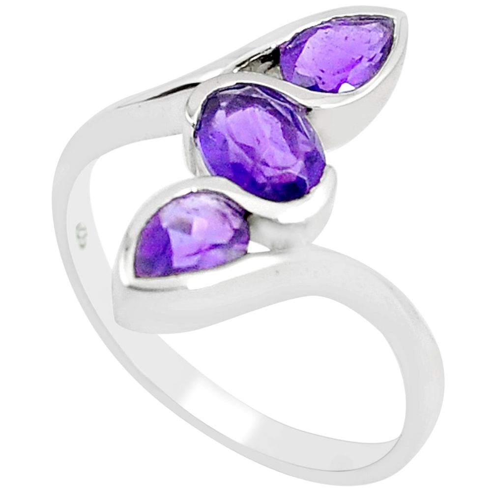 3.52cts natural purple amethyst 925 sterling silver ring jewelry size 6.5 m94366