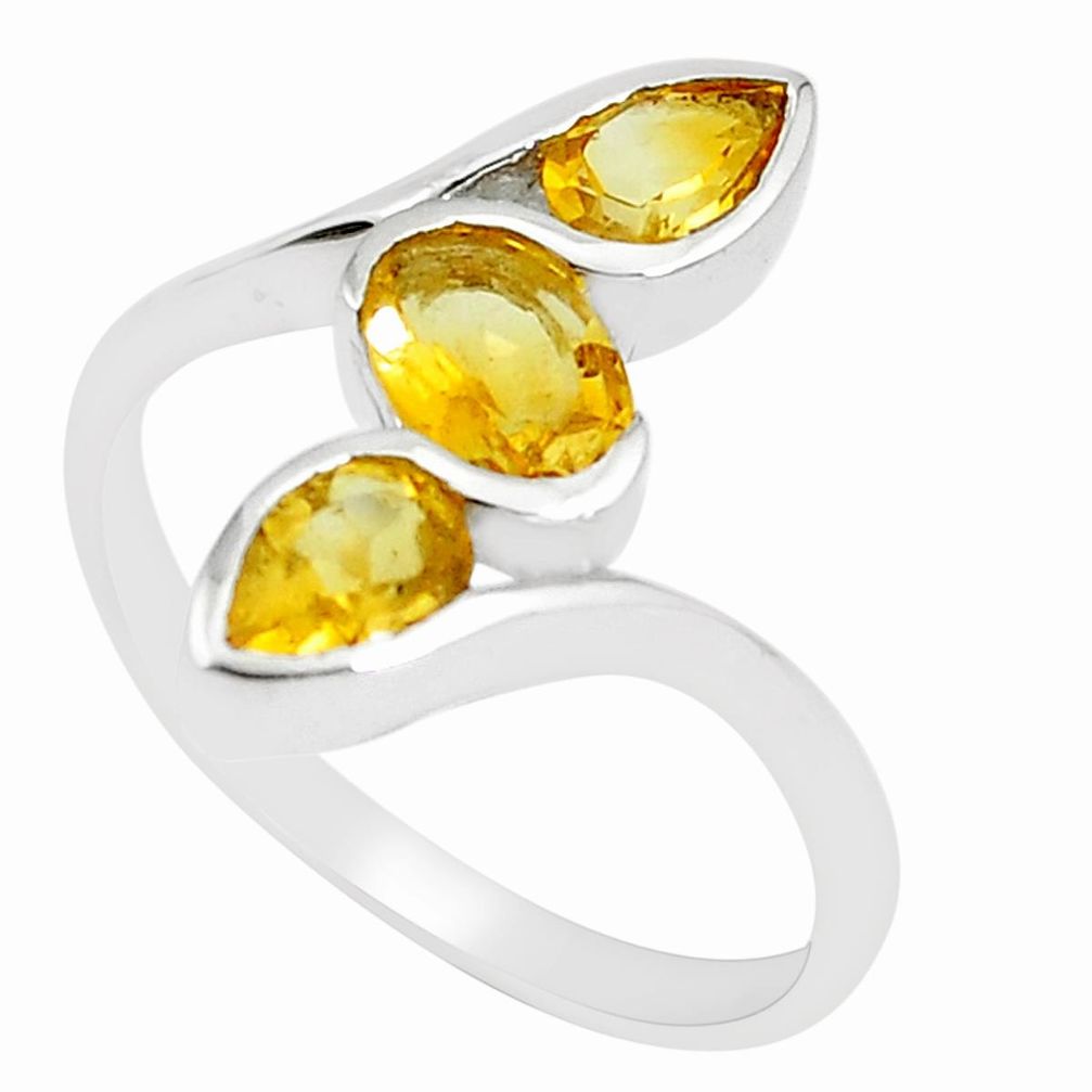 3.51cts natural yellow citrine 925 sterling silver ring jewelry size 5.5 m94376
