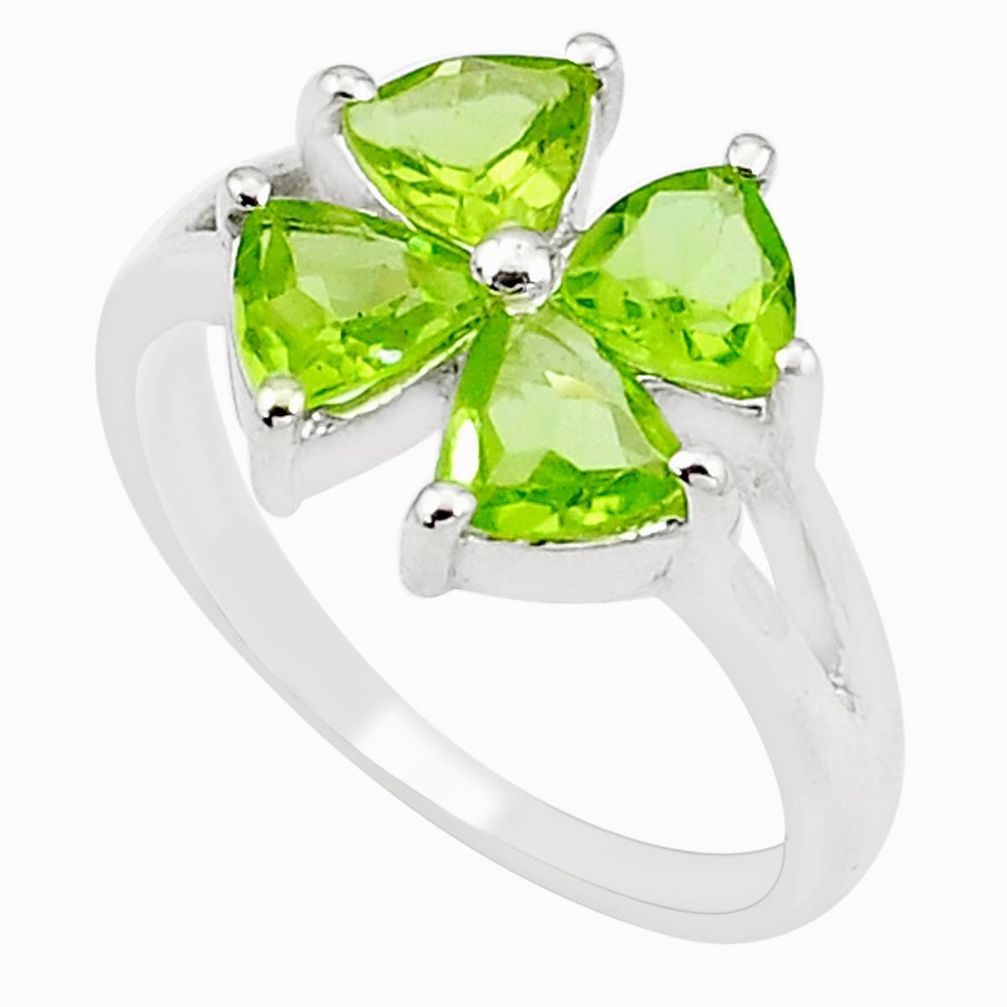 925 sterling silver 3.29cts natural green peridot ring jewelry size 5.5 m94385