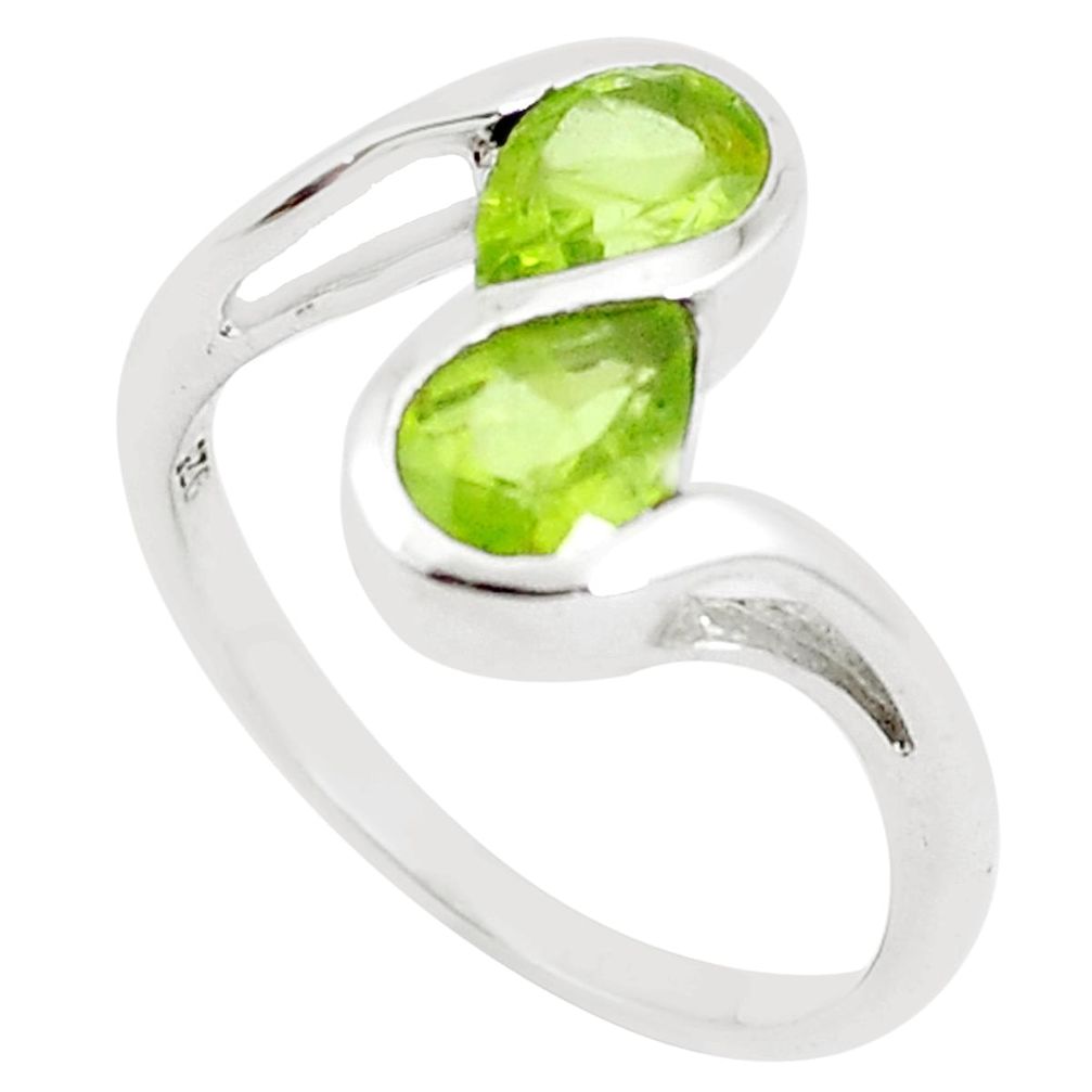 3.17cts natural green peridot 925 silver solitaire ring jewelry size 7 m94447