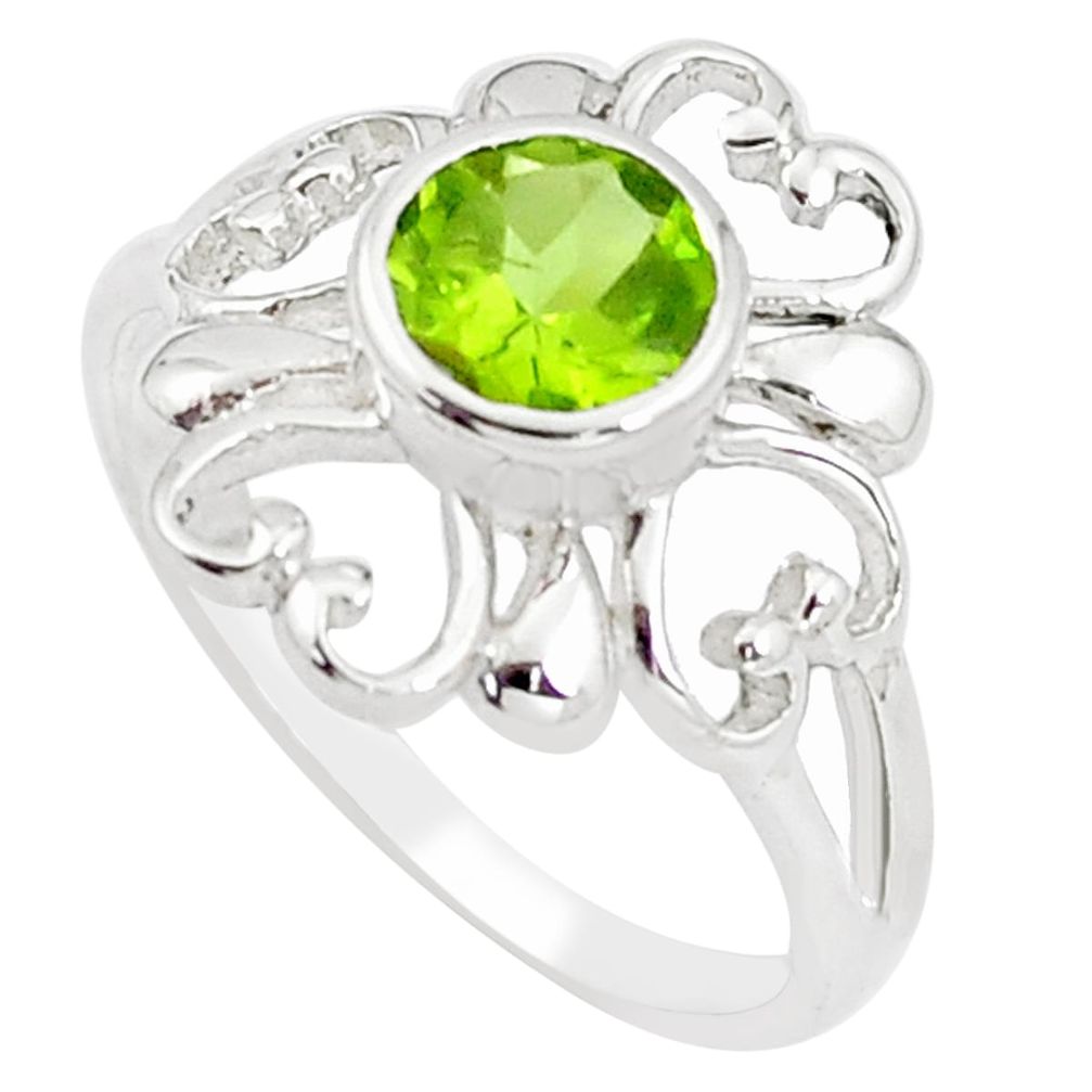 925 sterling silver 1.53cts natural green peridot solitaire ring size 7 m94478