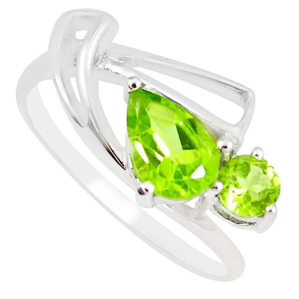2.73cts natural green peridot 925 sterling silver solitaire ring size 6 m94481