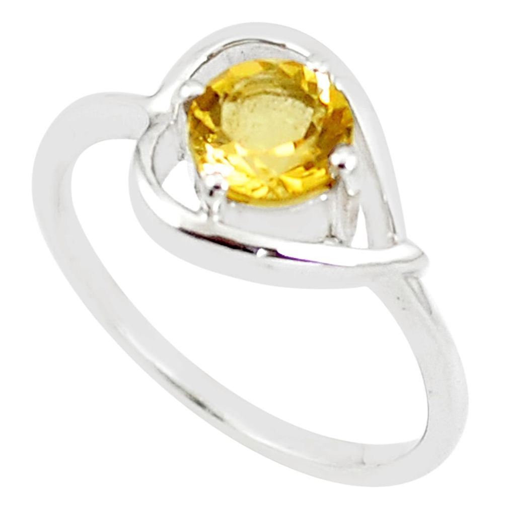 1.24cts natural yellow citrine 925 silver solitaire ring jewelry size 6.5 m94501