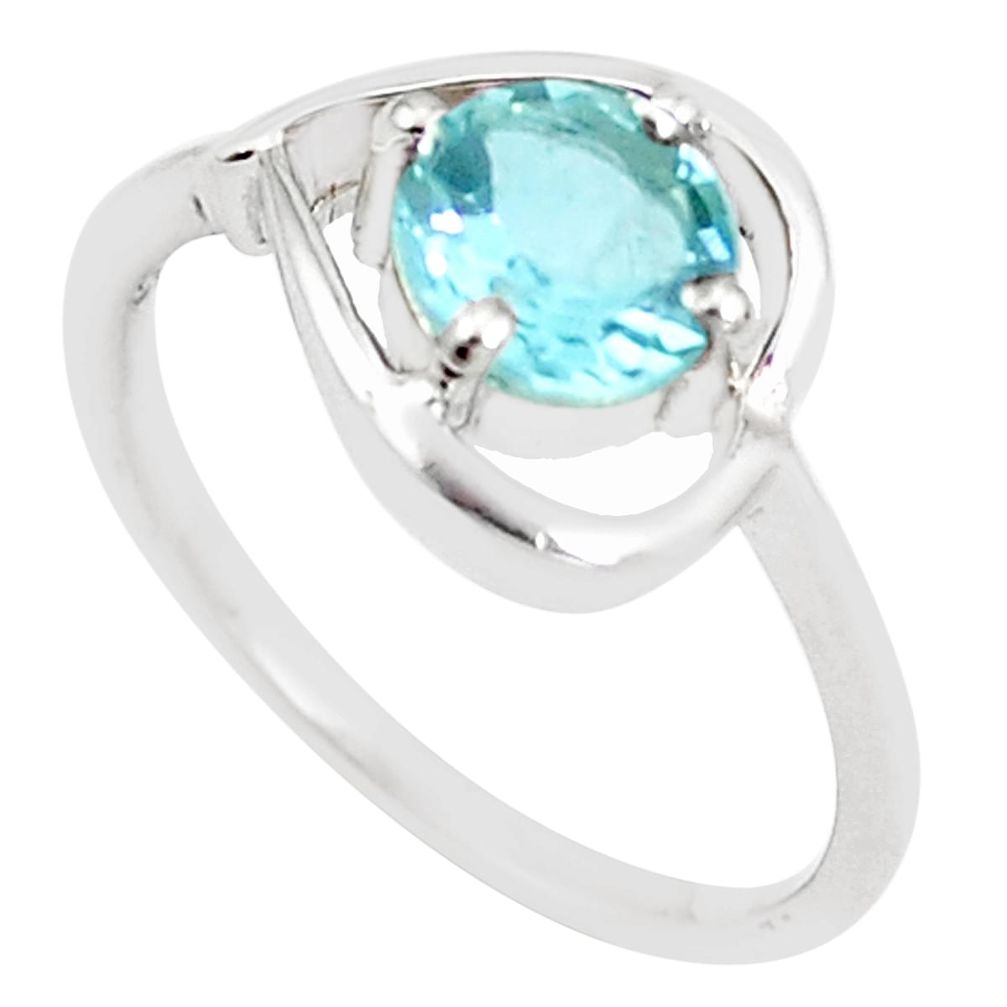 925 sterling silver 1.36cts natural blue topaz solitaire ring size 7.5 m94504