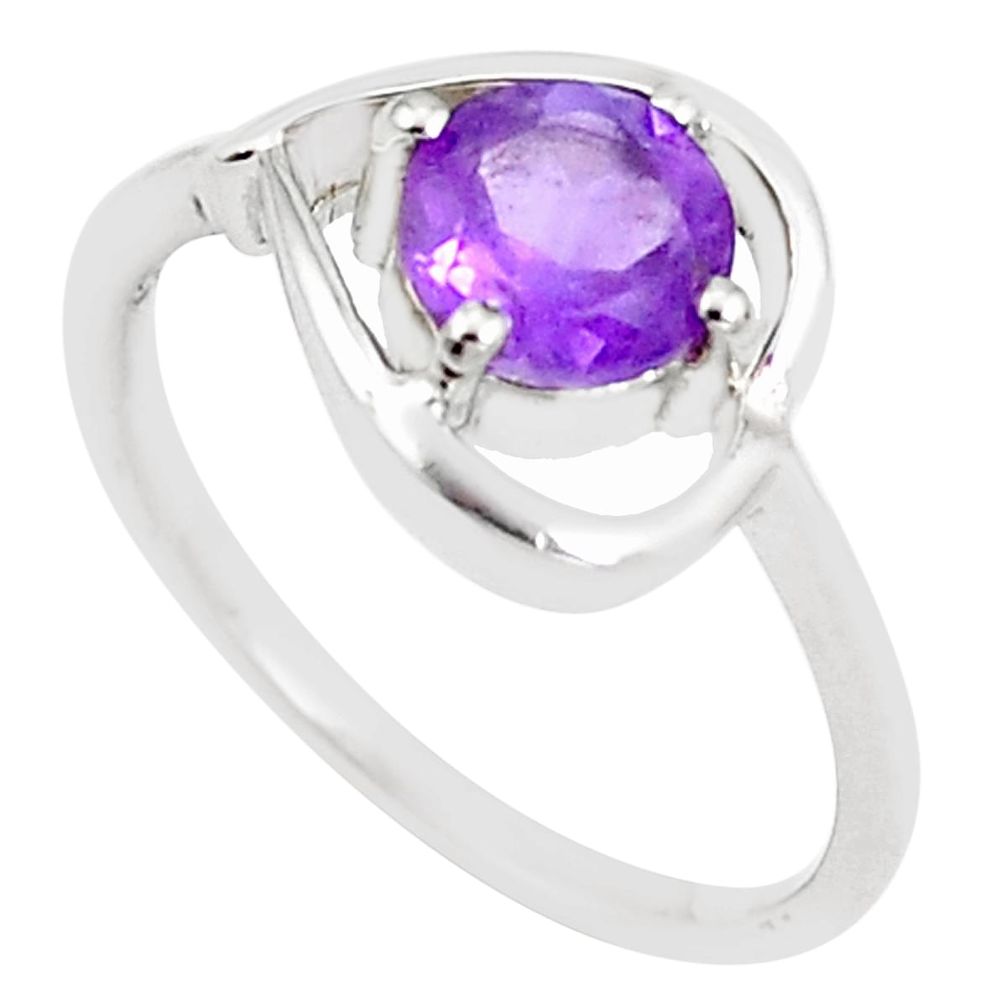 1.36cts natural purple amethyst 925 silver solitaire ring size 5.5 m94512