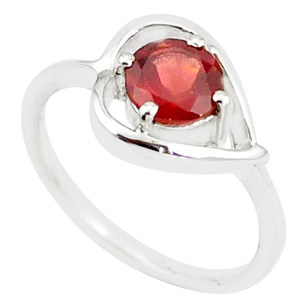 1.34cts natural red garnet 925 sterling silver solitaire ring size 8.5 m94516