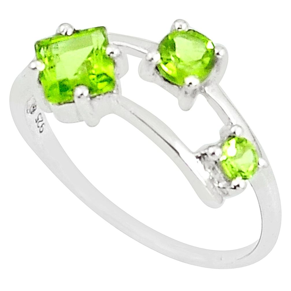 2.50cts natural green peridot 925 sterling silver ring jewelry size 8.5 m94538