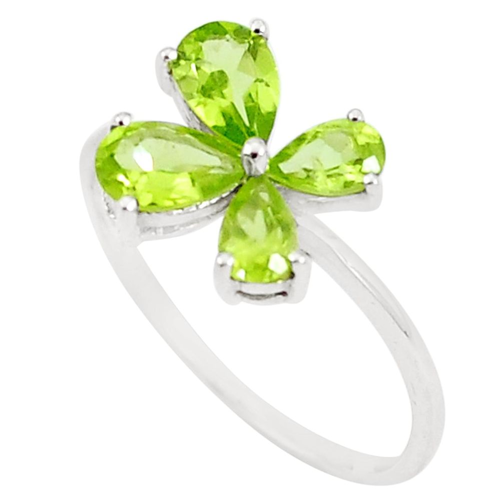 2.63cts natural green peridot 925 sterling silver ring jewelry size 7.5 m94555