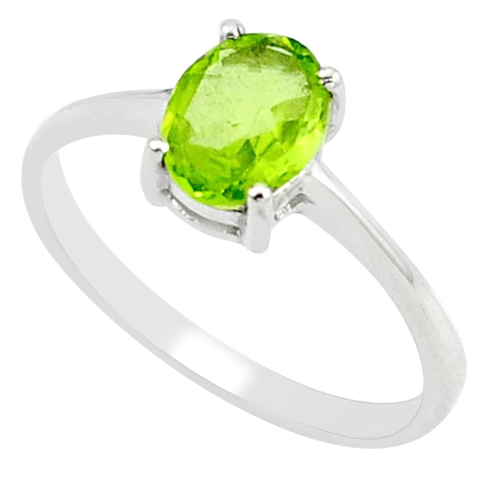 1.71cts natural green peridot 925 silver solitaire ring jewelry size 8.5 m94570