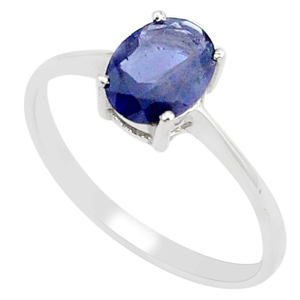 1.79cts natural brown iolite 925 silver solitaire ring jewelry size 9 m94576