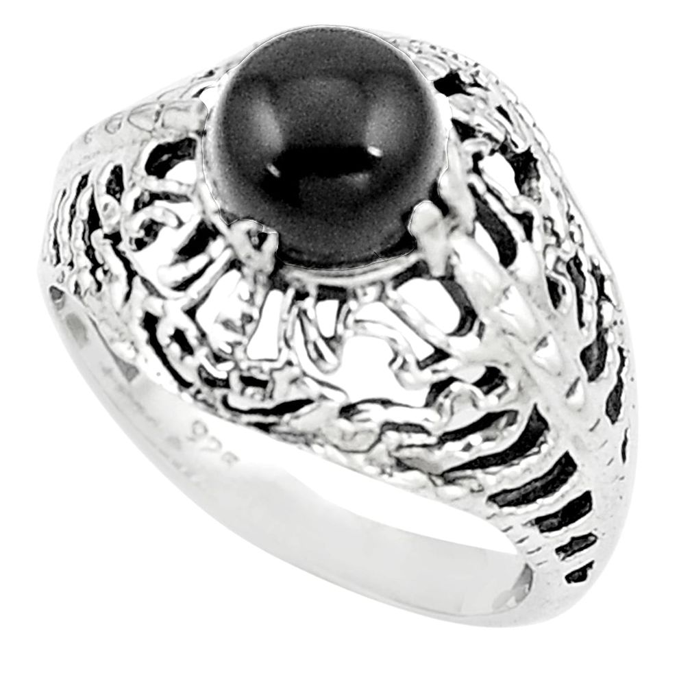 2.71cts natural black onyx 925 sterling silver solitaire ring size 7 m95212