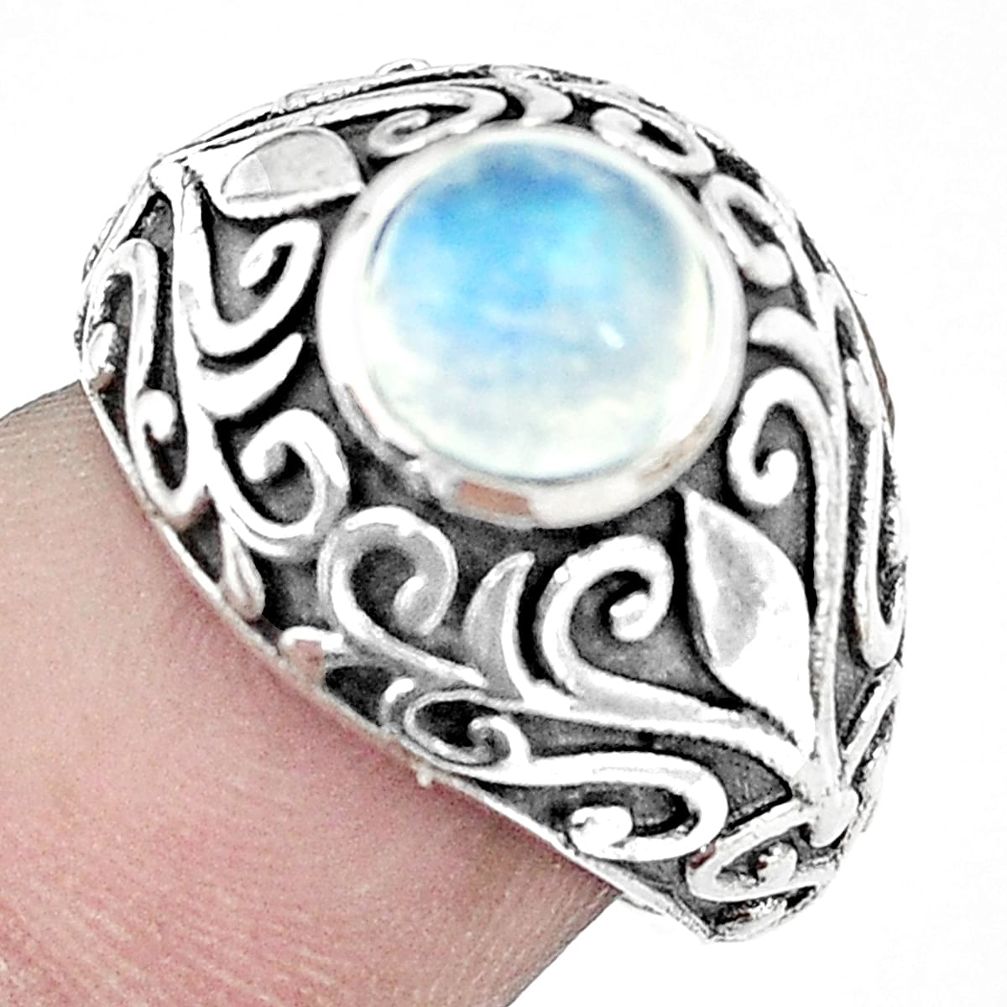 2.66cts natural rainbow moonstone 925 silver solitaire ring size 6 m95299