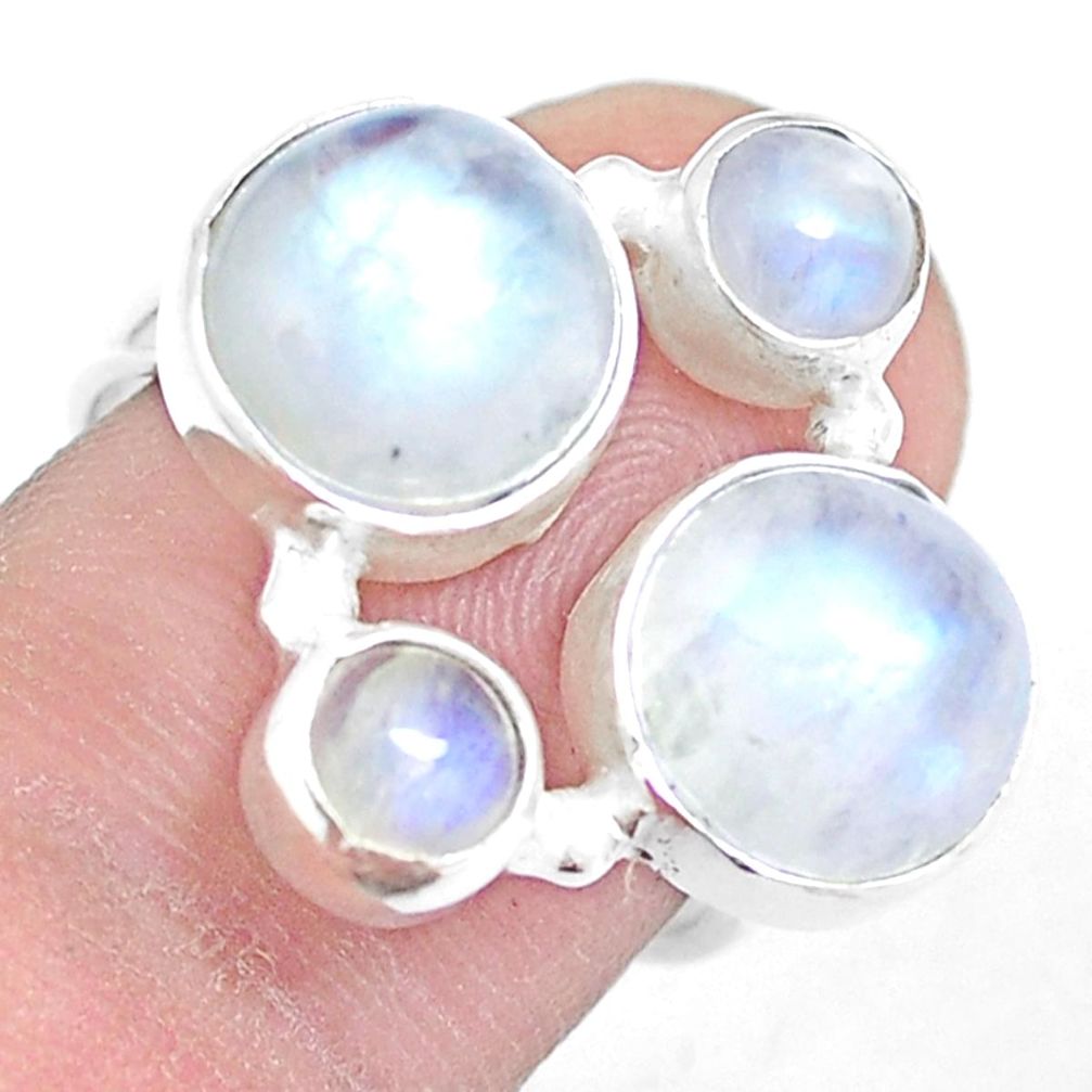 925 sterling silver 10.35cts natural rainbow moonstone round ring size 7 m95467