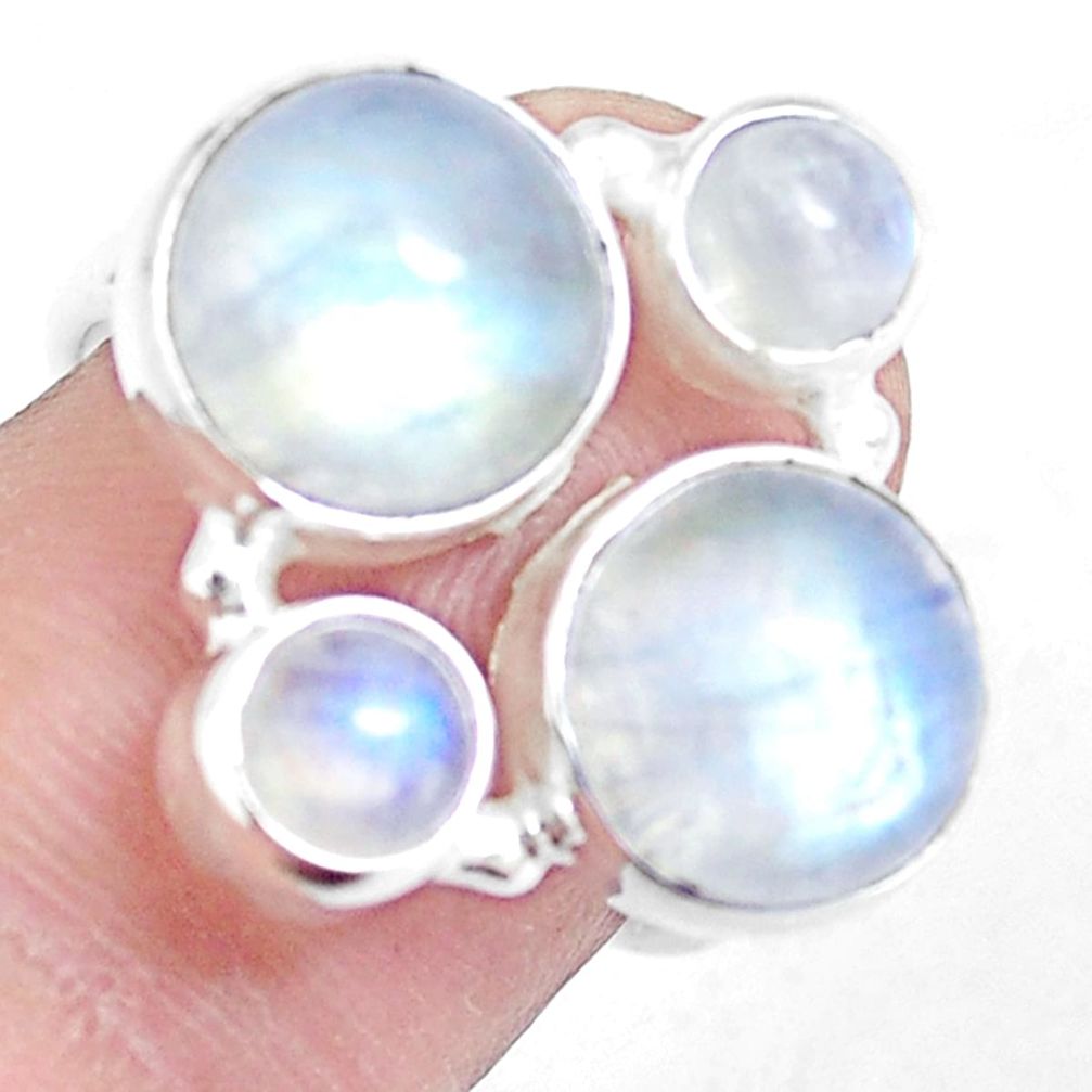 10.64cts natural rainbow moonstone 925 sterling silver ring size 7.5 m95468