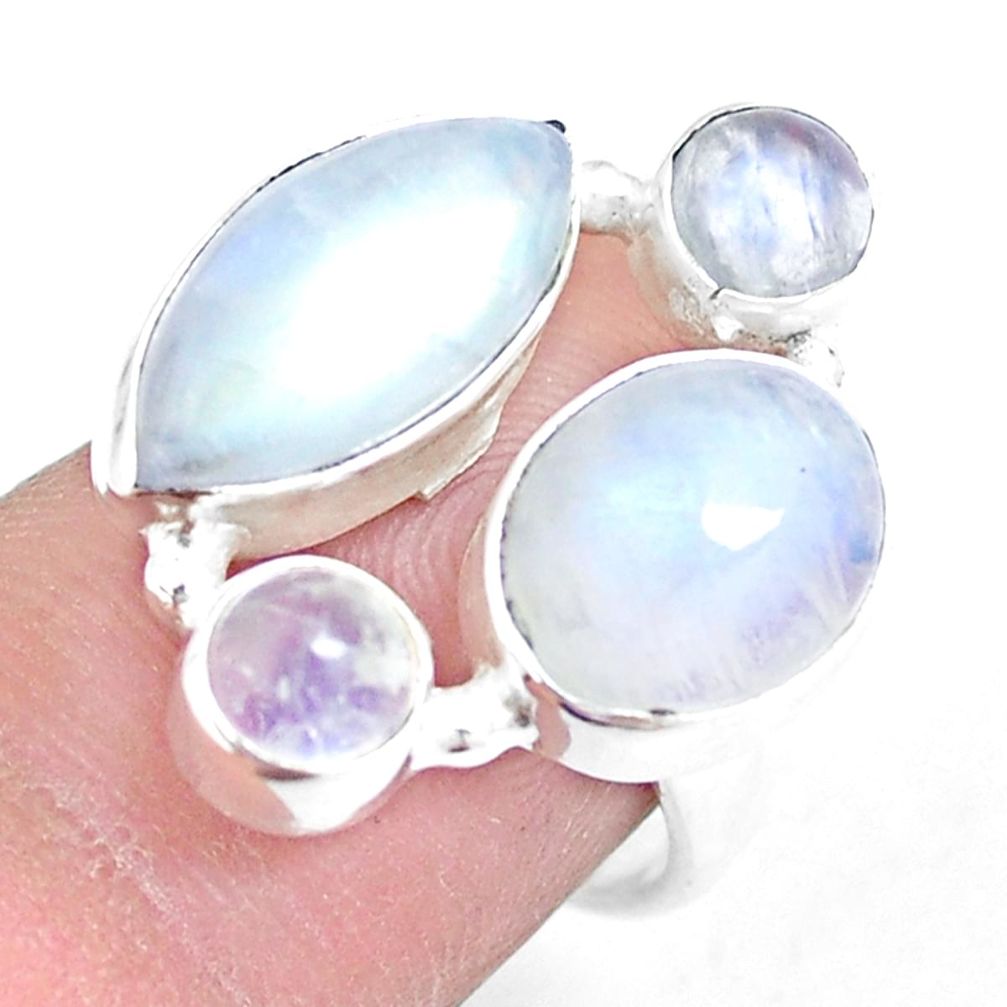 10.33cts natural rainbow moonstone 925 sterling silver ring size 7 m95470