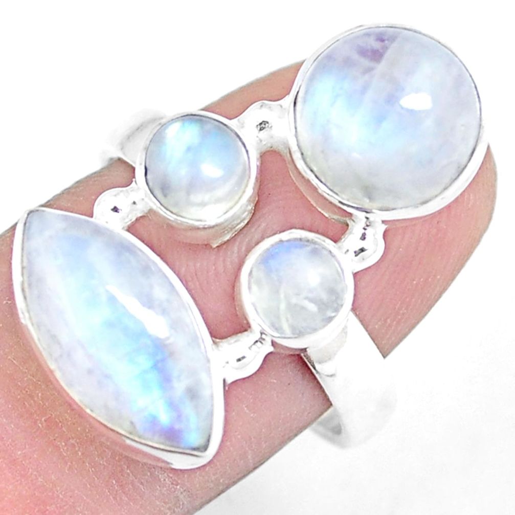 10.33cts natural rainbow moonstone 925 sterling silver ring size 8 m95473