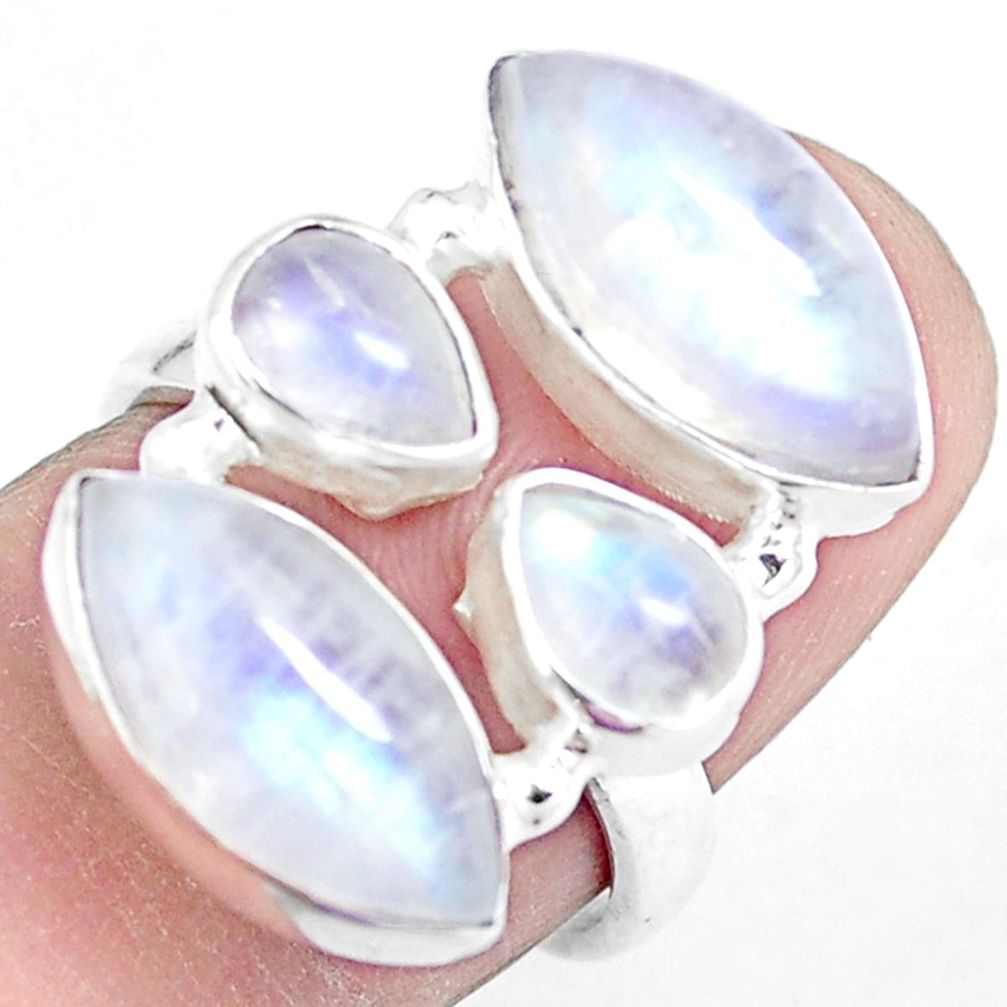 14.88cts natural rainbow moonstone 925 sterling silver ring size 7 m95475