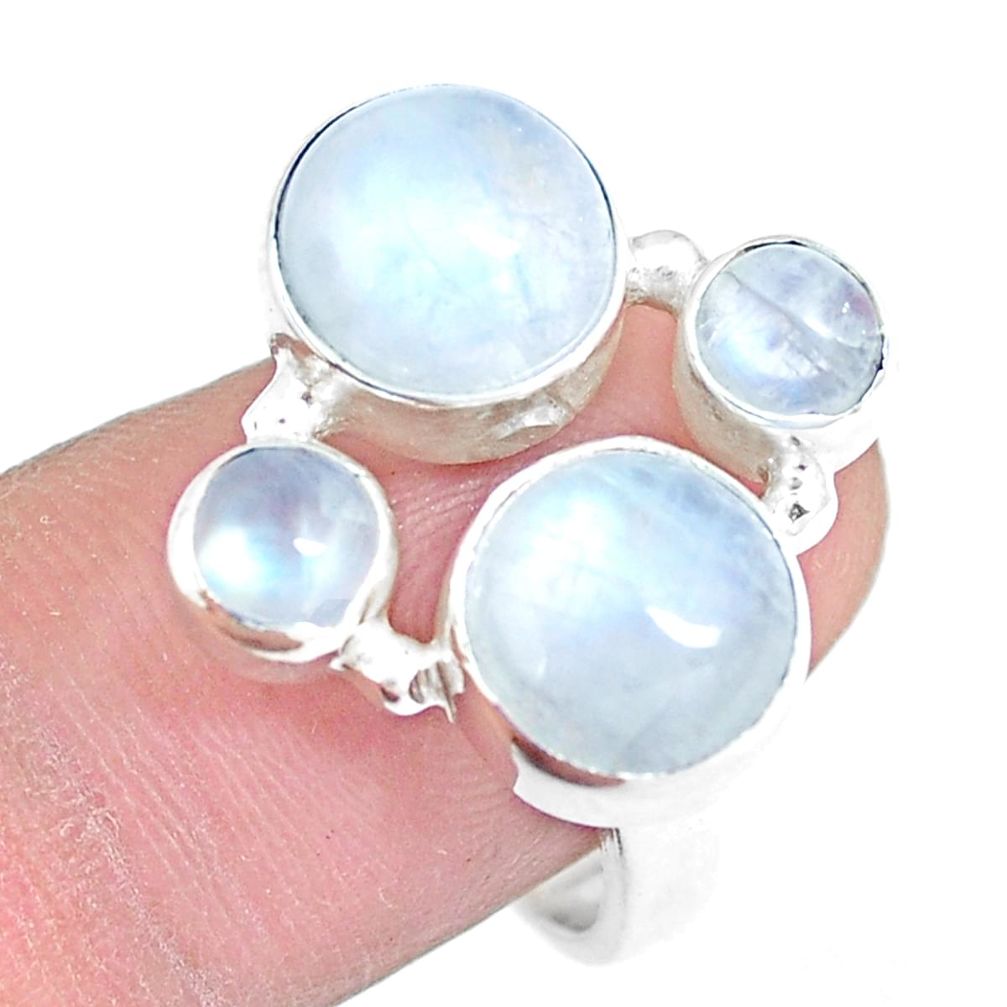 925 sterling silver 10.99cts natural rainbow moonstone round ring size 8 m95480