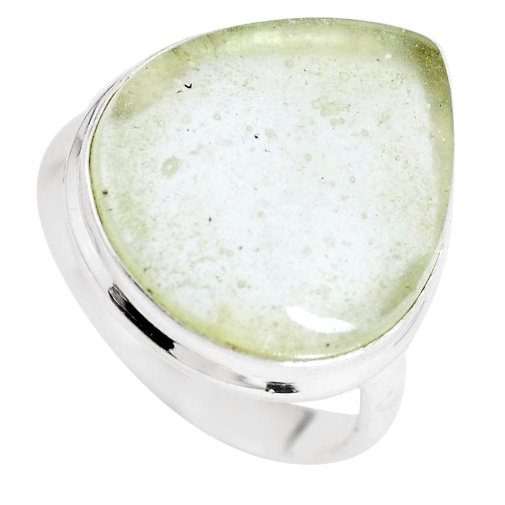 14.09cts natural libyan desert glass 925 silver solitaire ring size 8 m95565
