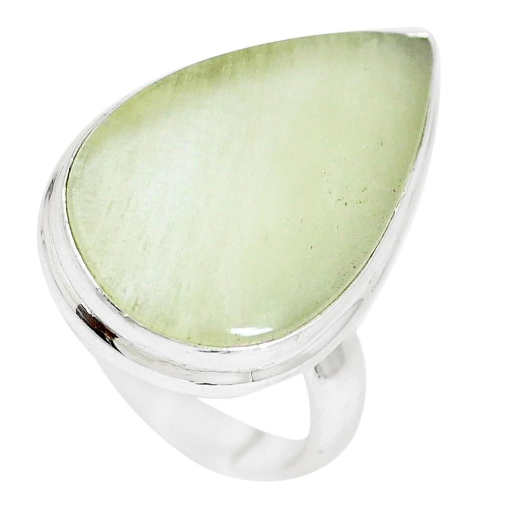 14.45cts natural libyan desert glass 925 silver solitaire ring size 8 m95573