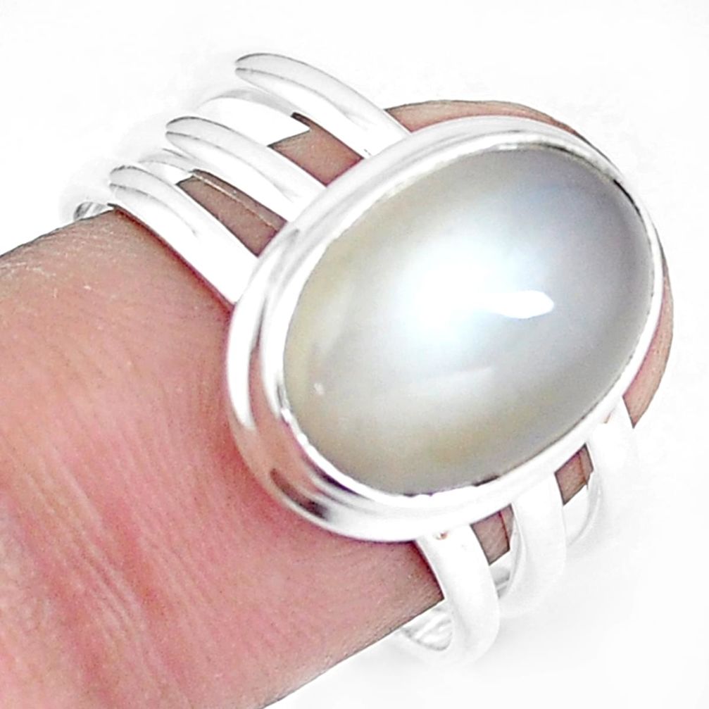 7.04cts natural white moonstone 925 silver solitaire ring jewelry size 9 m95629