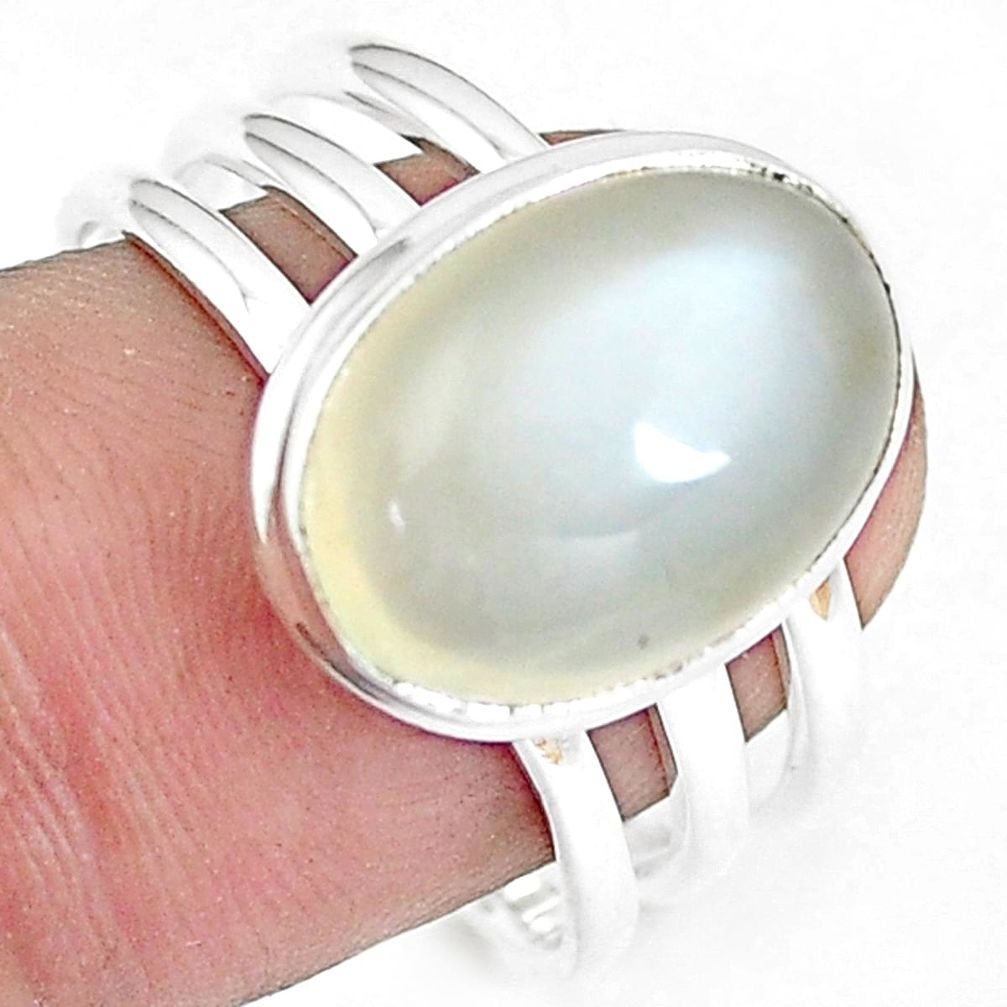 925 silver 6.54cts natural white moonstone solitaire ring jewelry size 9 m95631