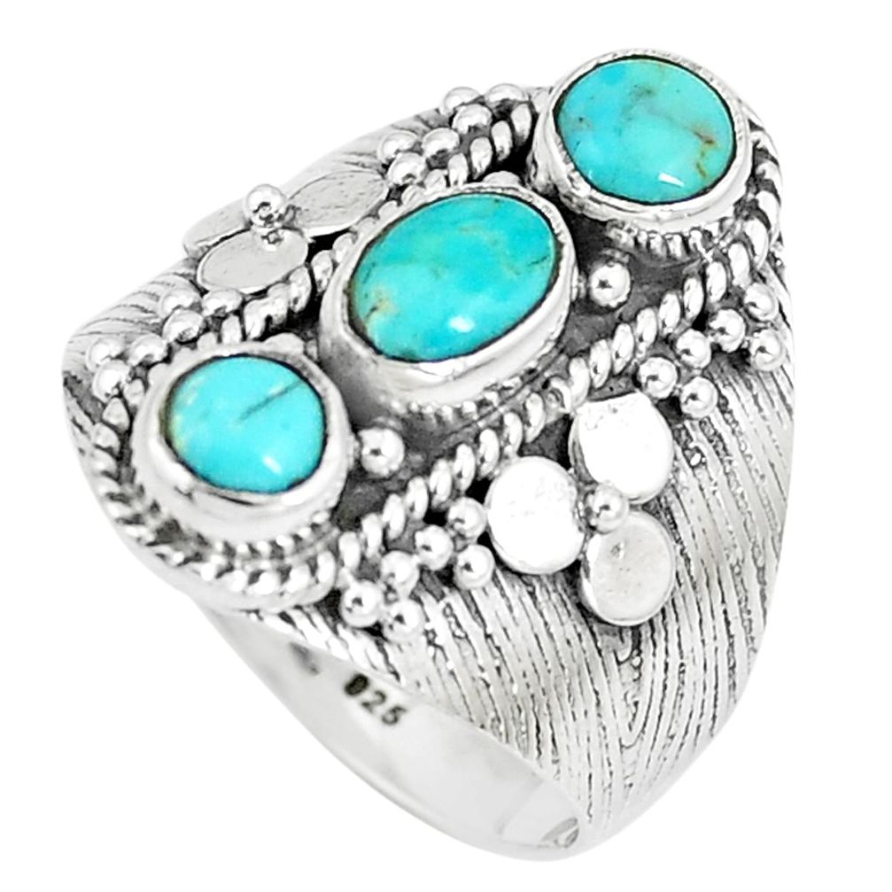 925 sterling silver 3.31cts green arizona mohave turquoise ring size 8.5 m95764