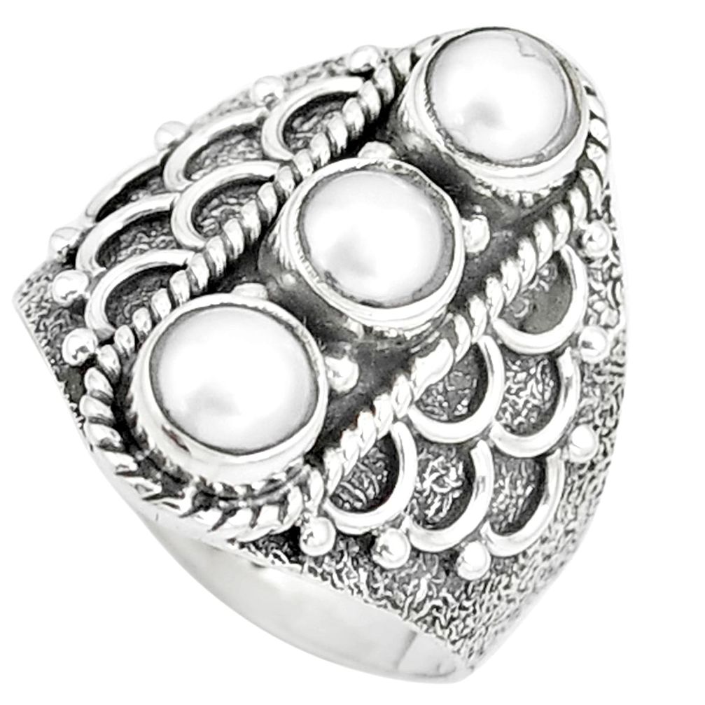 2.89cts natural white pearl 925 sterling silver ring jewelry size 7 m95818