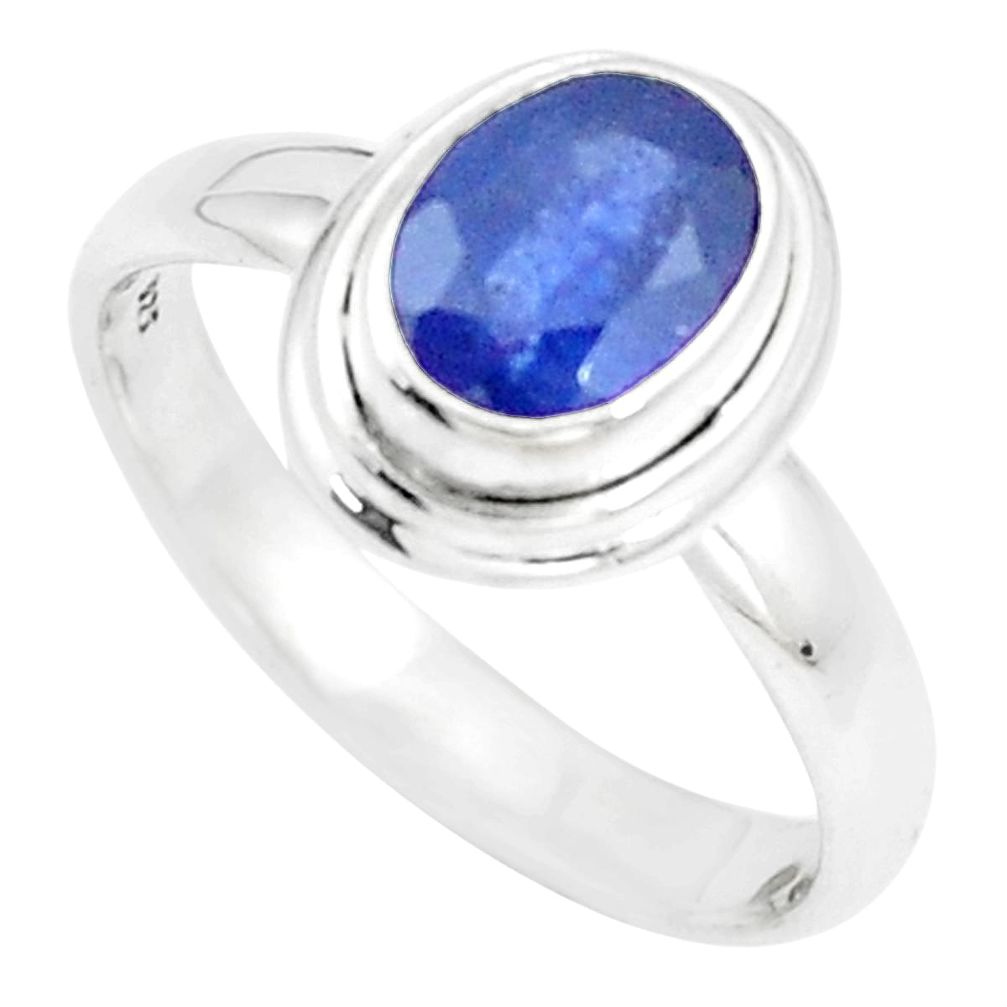 2.21cts natural blue sapphire 925 sterling silver solitaire ring size 7 m95829