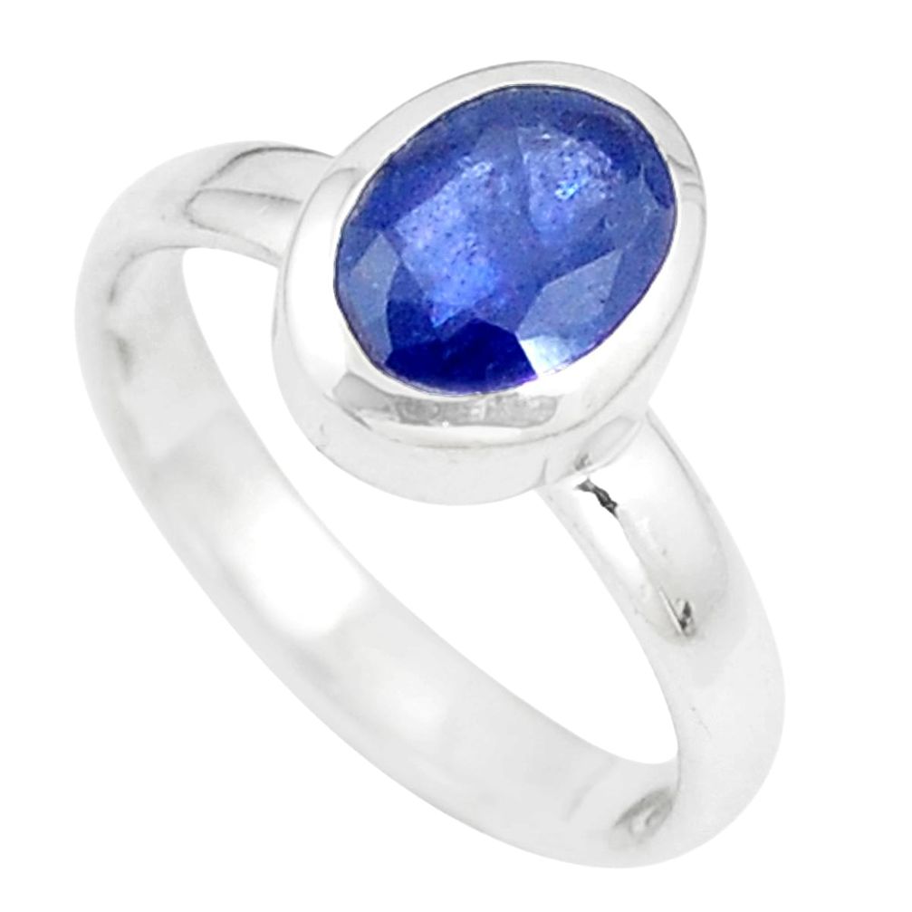 925 sterling silver 2.19cts natural blue sapphire solitaire ring size 6 m95835