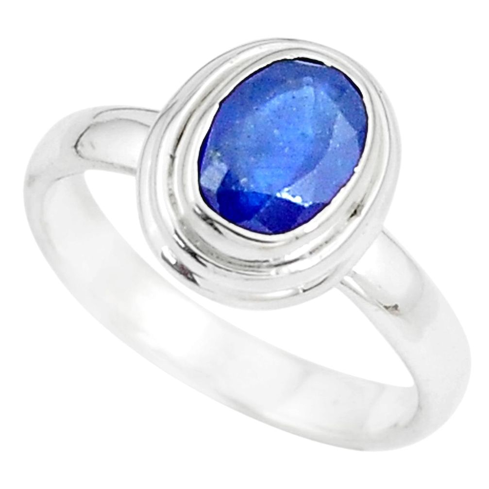 2.33cts natural blue sapphire 925 sterling silver solitaire ring size 5.5 m95838