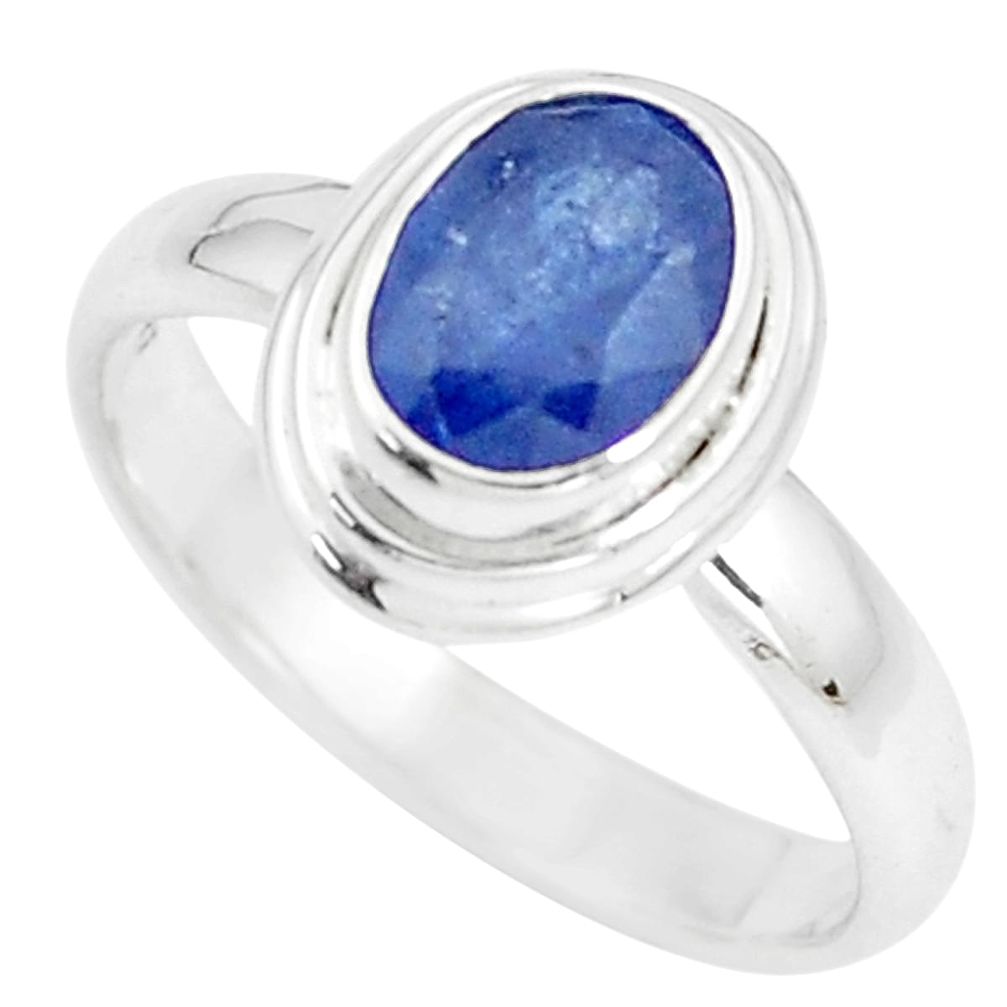 2.21cts natural blue sapphire 925 sterling silver solitaire ring size 7 m95840