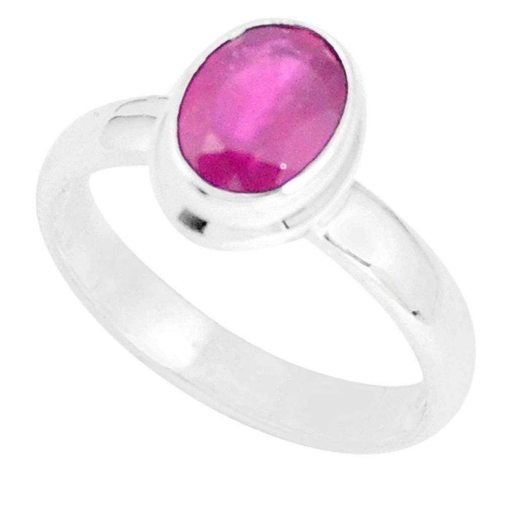 925 sterling silver 1.96cts natural red ruby solitaire ring size 6 m95858