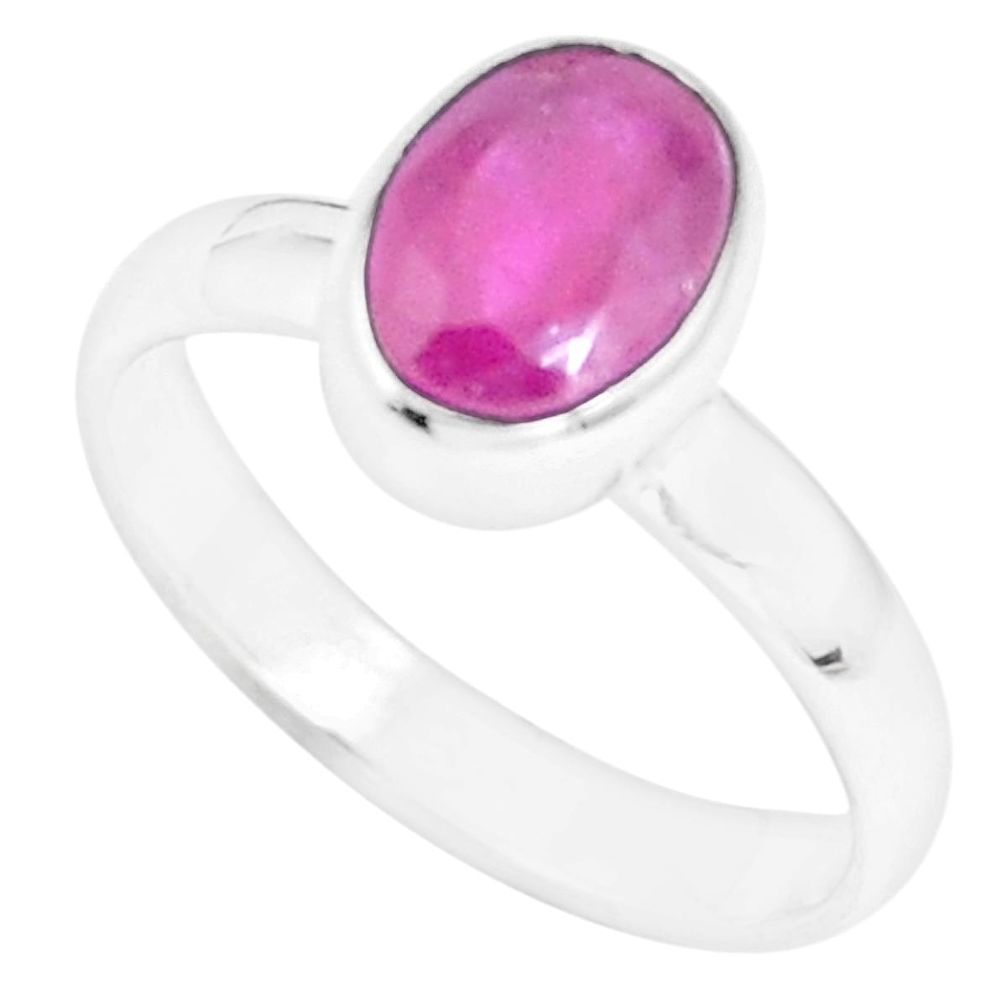 1.96cts natural red ruby 925 sterling silver solitaire ring size 6 m95859