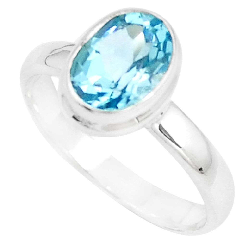 2.93cts natural blue topaz 925 sterling silver solitaire ring size 8 m95878