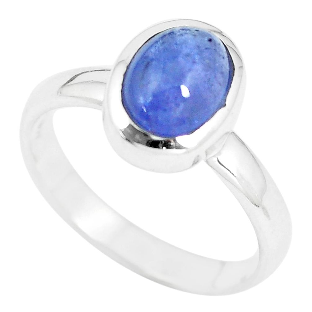3.02cts natural blue tanzanite 925 silver solitaire ring jewelry size 8 m95910