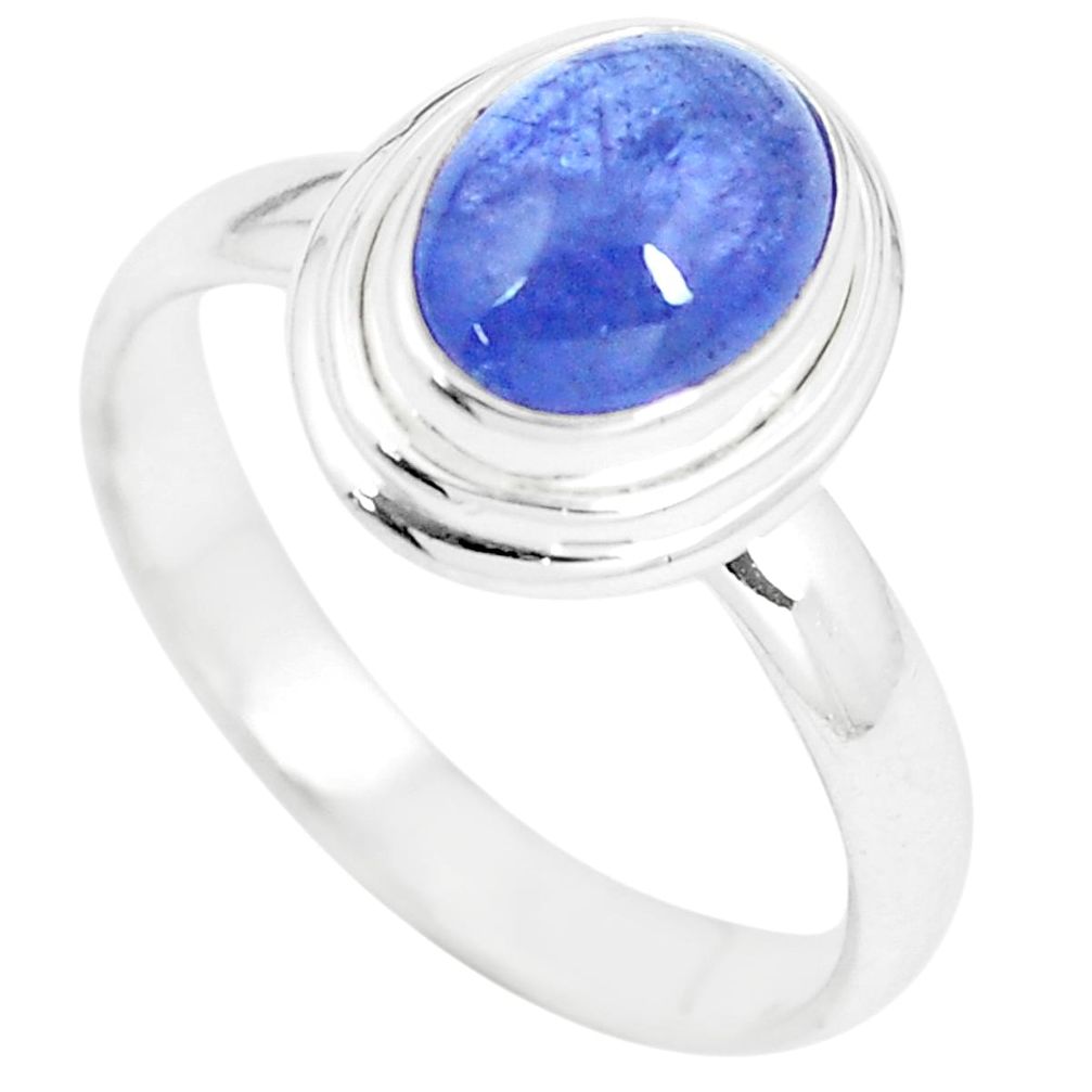 2.92cts natural blue tanzanite 925 silver solitaire ring jewelry size 7 m95918