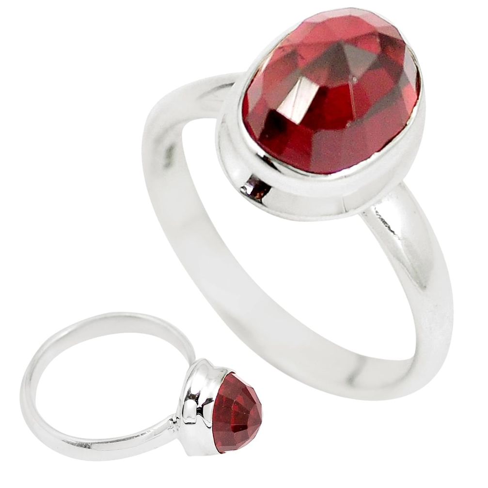 4.43cts natural red garnet 925 sterling silver solitaire ring size 7 m95922