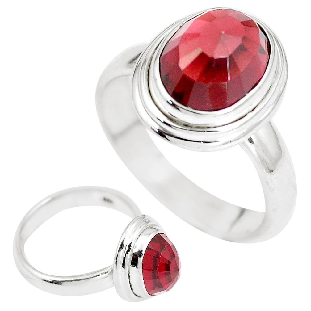 4.06cts natural red garnet 925 sterling silver solitaire ring size 6 m95923