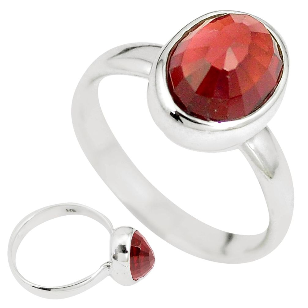 3.93cts natural red garnet 925 sterling silver solitaire ring size 7 m95926
