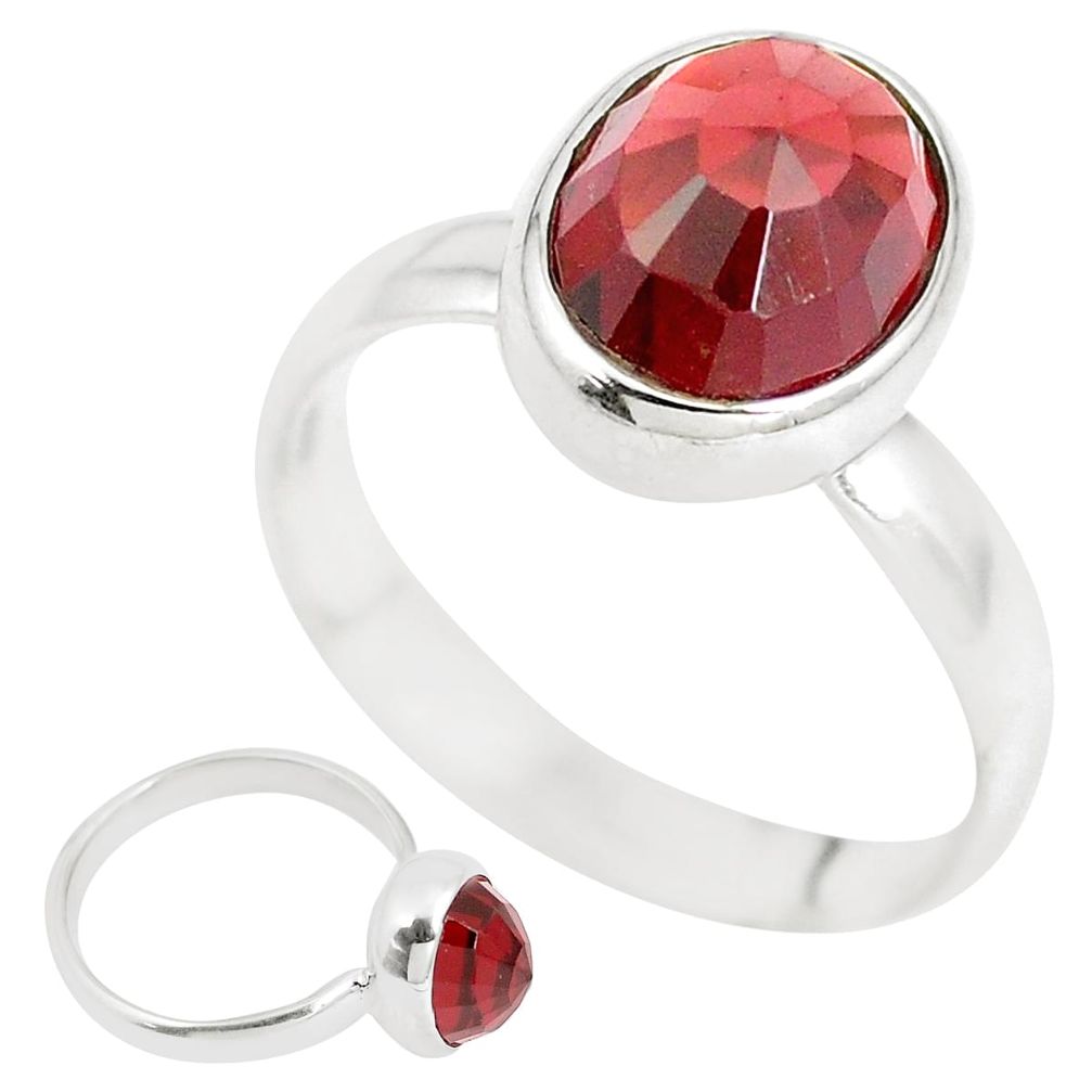 4.07cts natural red garnet 925 sterling silver solitaire ring size 6.5 m95928